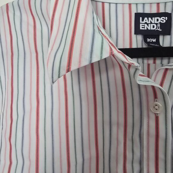 Lands' End Pinstripe Button Down Blouse Plus Size No Iron Cotton 20W - Picture 3 of 12